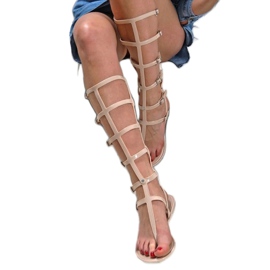 Lu Boo Bež sandale Visoki Rimljani Japanski Harona 1