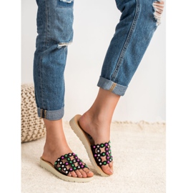 SHELOVET Ležerne ženske papuče crno raznobojna 1