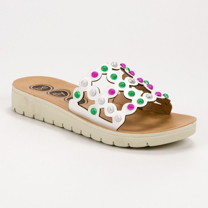 SHELOVET Ležerne ženske papuče bijela raznobojna 1