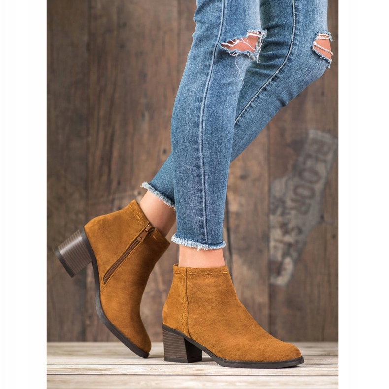Kylie Camel Booties On A Post smeđa 2