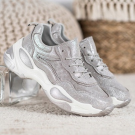 Goodin Kožne tenisice srebro siva 2