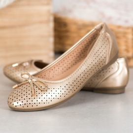 SHELOVET Ažur balerina s eko kožom zlatna 1
