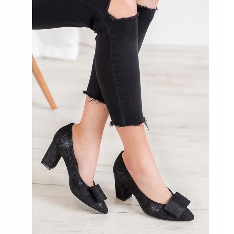 W. Potocki Glitter pumpe s lukom crna 1