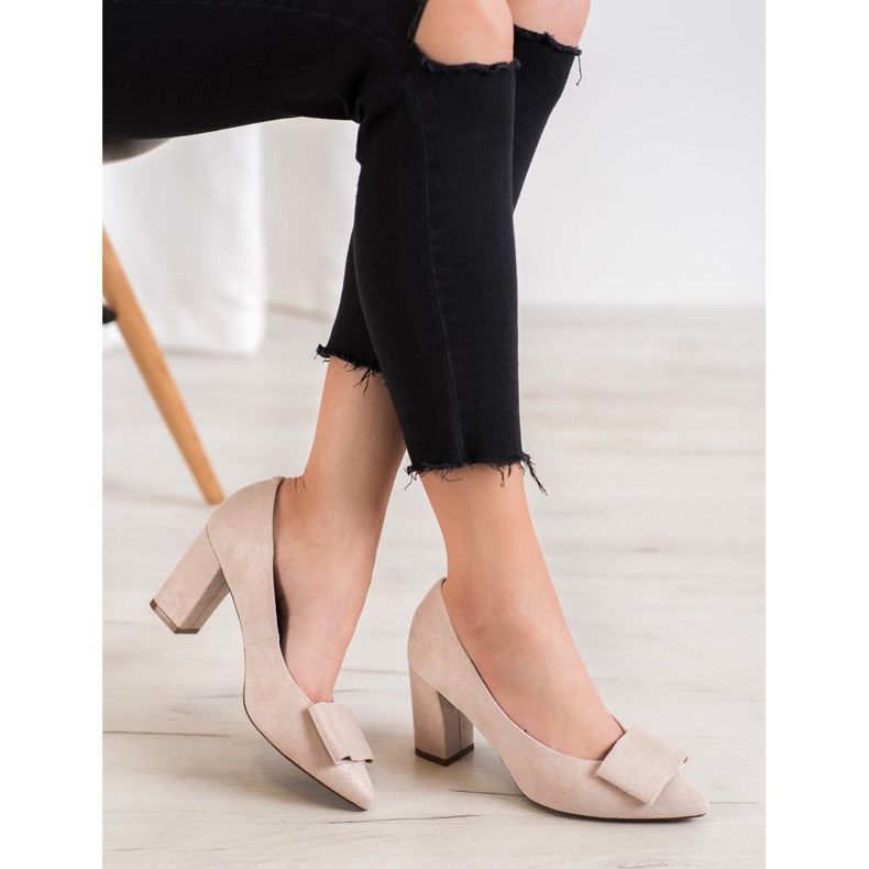 W. Potocki Glitter pumpe s lukom bež 1