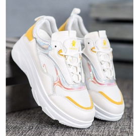 SHELOVET Modne bijele tenisice bijela žuta boja 1