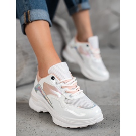 SHELOVET Elegantne tenisice od eko kože bijela raznobojna 2