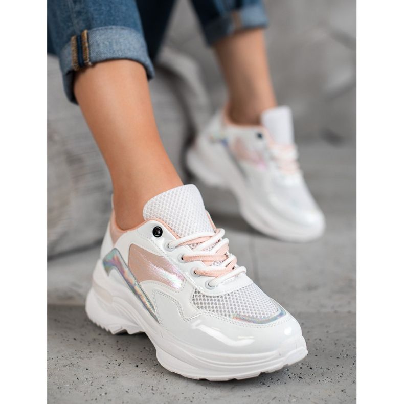 SHELOVET Elegantne tenisice od eko kože bijela višebojan 2