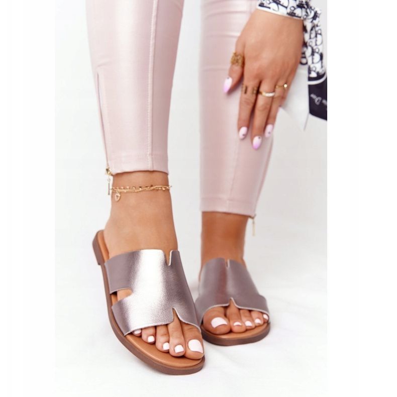 Kožne papuče Sergio Leone Sk 063 Srebrna srebro 2