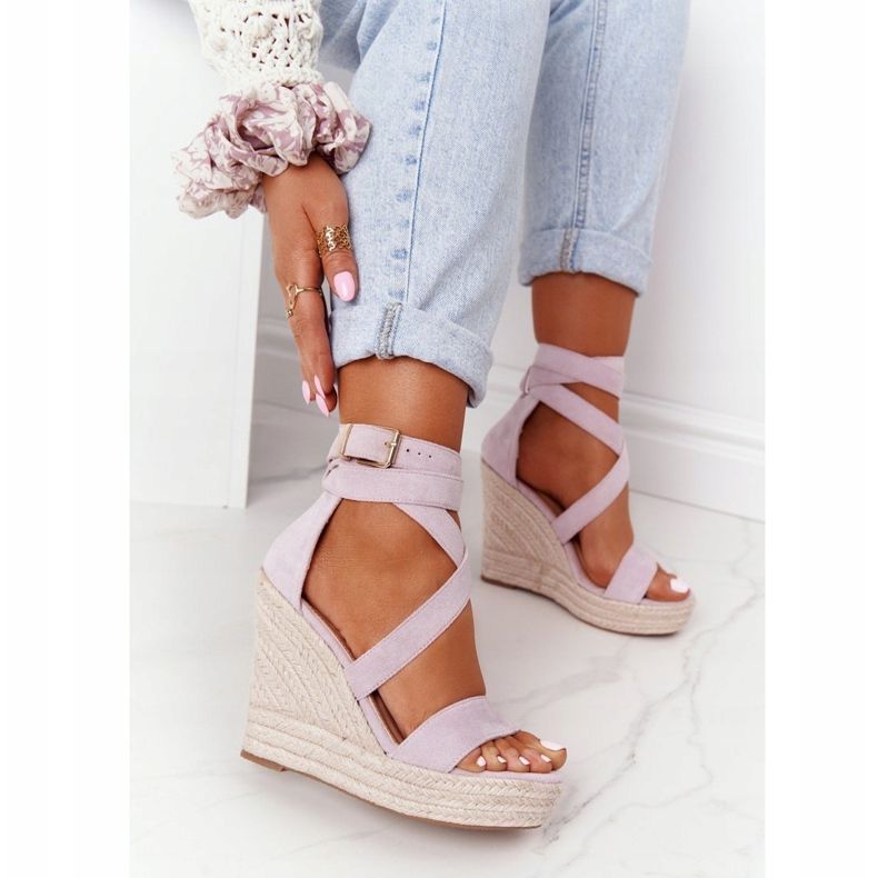 MSMG Sandale na klin s pletenom ljubičastom Lanzarote ljubičasta 1