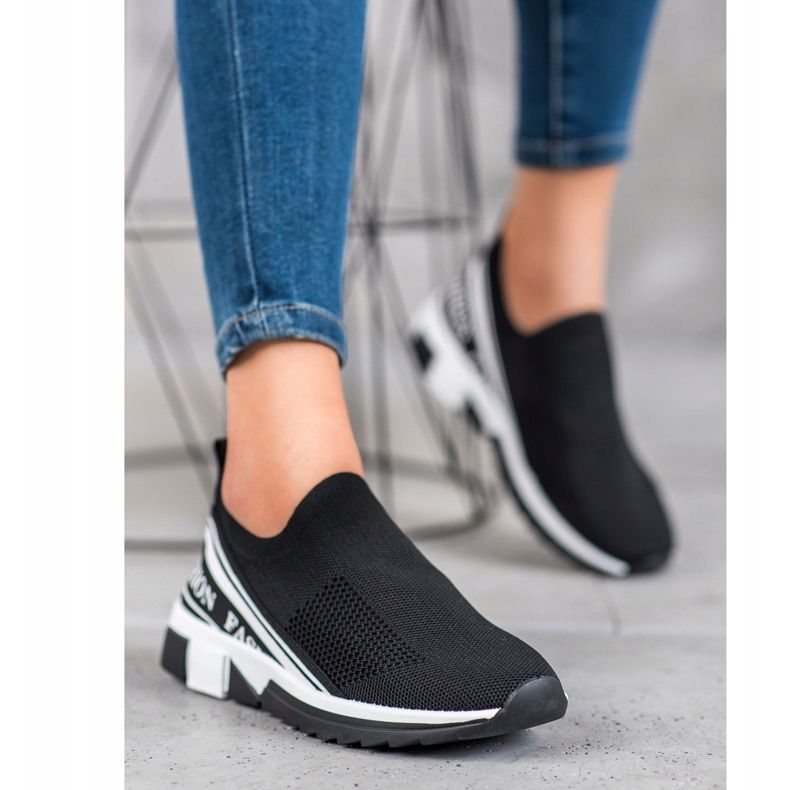 SHELOVET Ažurna moda Slipony bijela crna 2