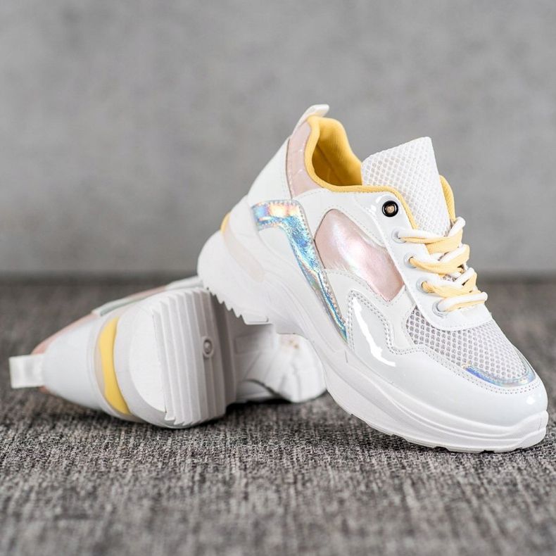 SHELOVET Elegantne tenisice od eko kože bijela raznobojna 2