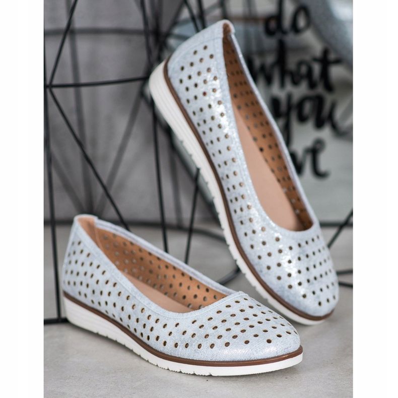 Kylie Ažurne balerine sa sjajem plava siva 1