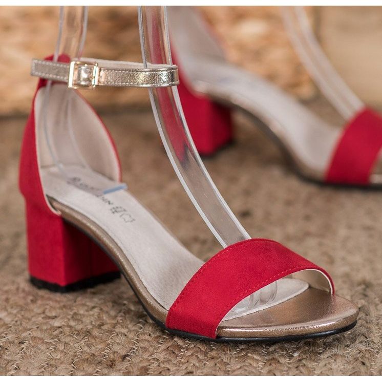 Goodin Elegantne sandale na šanku crvena žuta boja 2