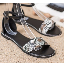 Goodin Ravne sandale sa zmijskim printom crno 1