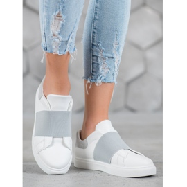 SHELOVET Klizne cipele s elastičnom trakom bijela siva 1