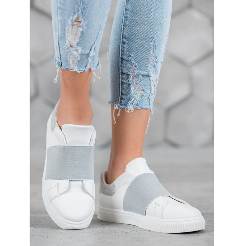 SHELOVET Klizne cipele s elastičnom trakom bijela siva 1