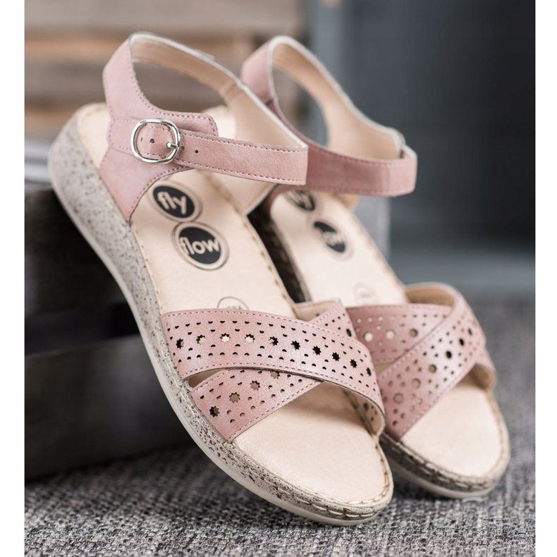 SHELOVET Lagane sandale na platformi ružičasta 1