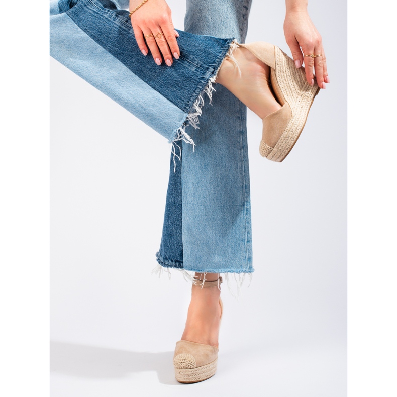 SHELOVET Elegantne wedge espadrile bež 2