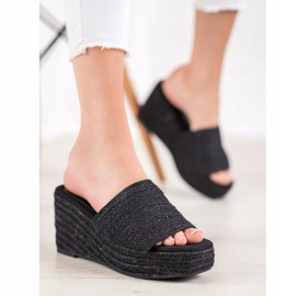 Kylie Modne papuče na klin crno 1