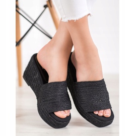 Kylie Modne papuče na klin crna 2