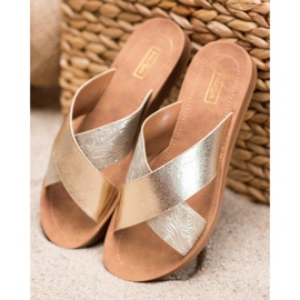 Filippo Sjajne eko kožne papuče zlatna 1