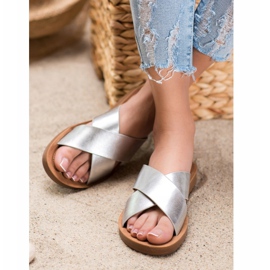 Filippo Sjajne eko kožne papuče siva 2