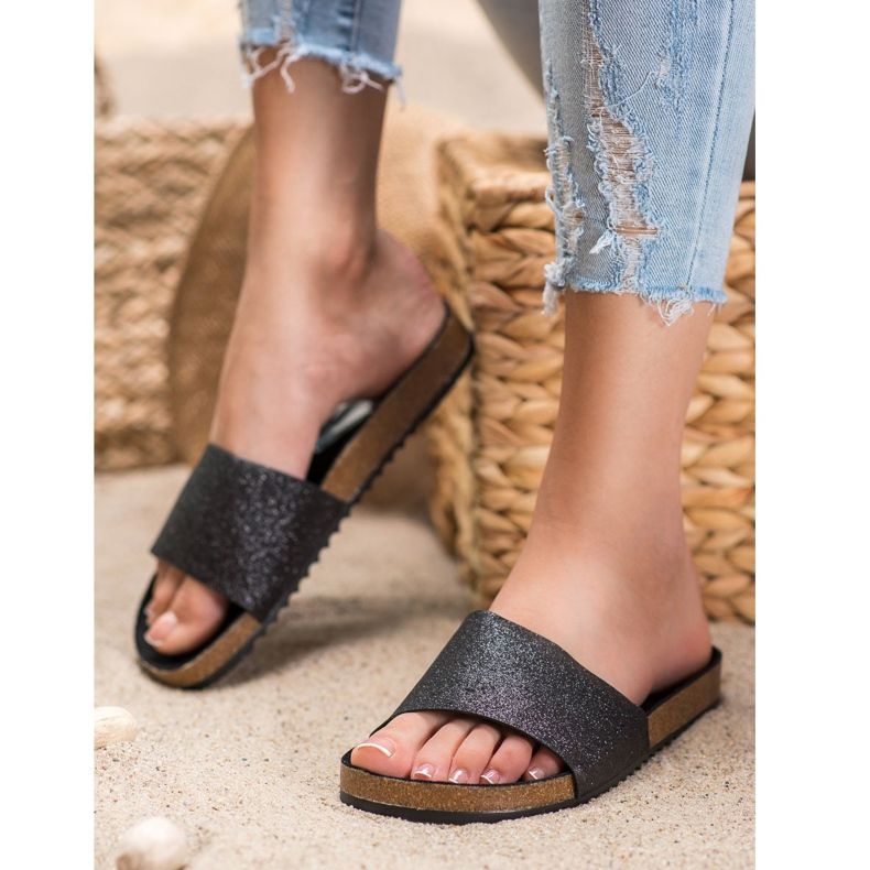 Filippo Crne papuče sa sjajem crna 2