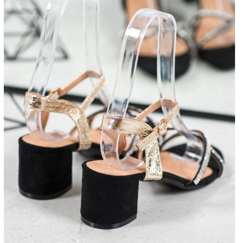 Small Swan Sandale na šanku s kubnim cirkonijem crno žuta boja 1