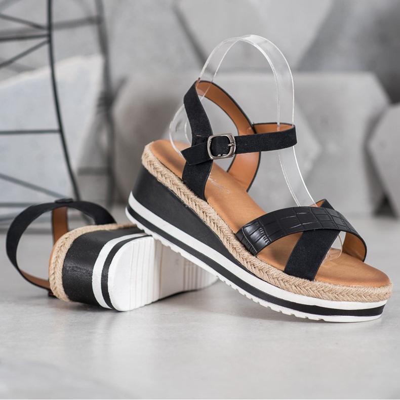 Weide Crni klinovi s eko kožom crna 1