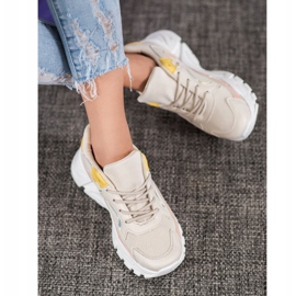 SHELOVET Elegantne tenisice na platformi bež ružičasta žuta boja 1