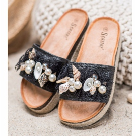 Seastar Elegantne papuče s mrežom crna 1