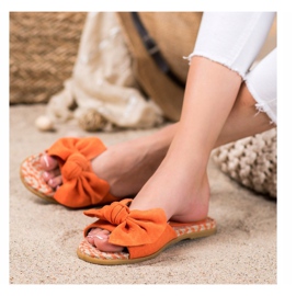 Renda Elegantne papuče s mašnom narančasta 2