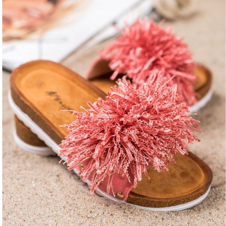 SHELOVET Elegantne koraljne papuče višebojan ružičasta 2