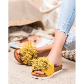 SHELOVET Elegantne žute papuče žuta boja 1