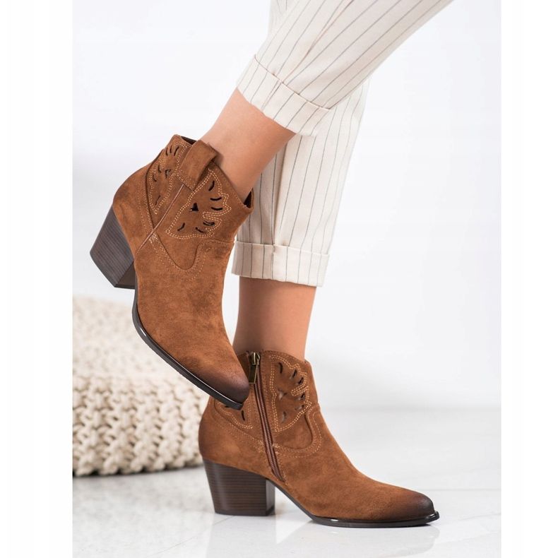 VINCEZA ažurne kaubojske čizme smeđa 1