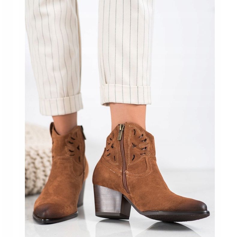 VINCEZA ažurne kaubojske čizme smeđa 2