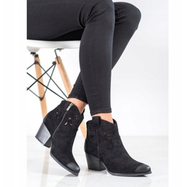 VINCEZA ažurne kaubojske čizme crno 1