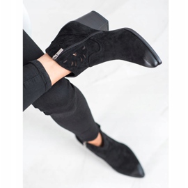 VINCEZA ažurne kaubojske čizme crna 2