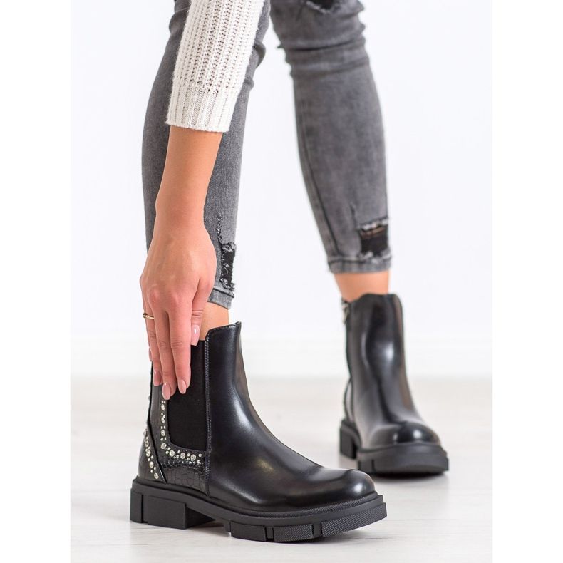 Yes Mile Crne čizme s kubnim cirkonijem crna 2