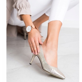 Goodin Elegantne štikle bež zlatna 1