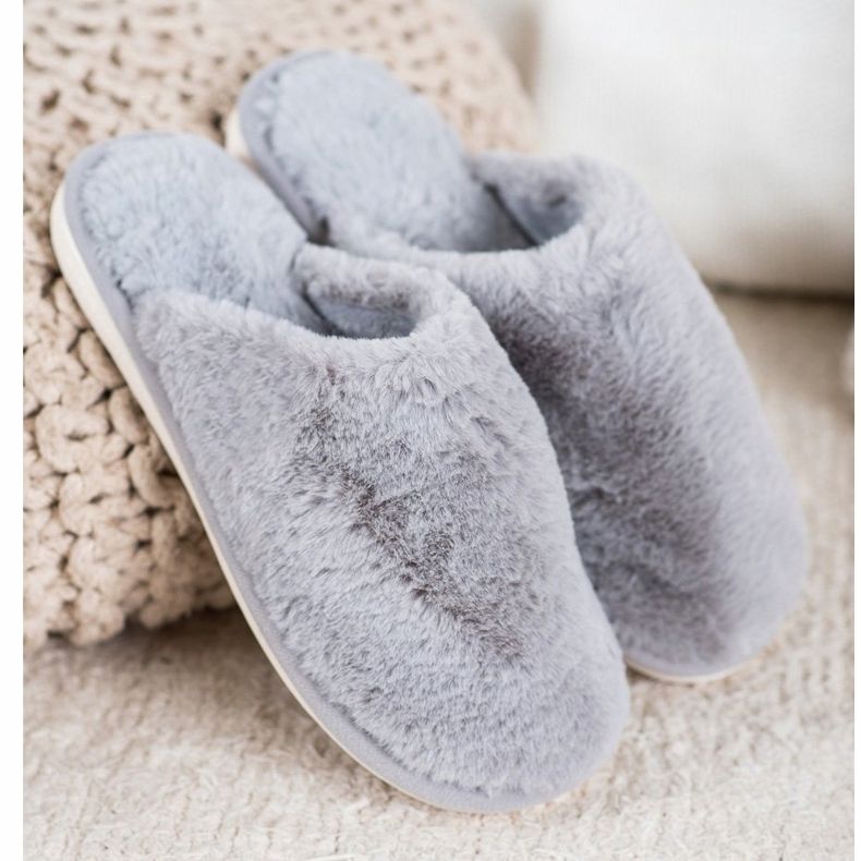 Bona Krznene papuče siva 2