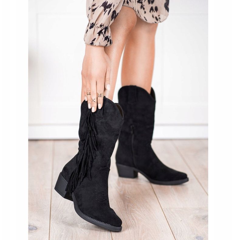 Diamantique Kaubojske čizme s resama crna 1