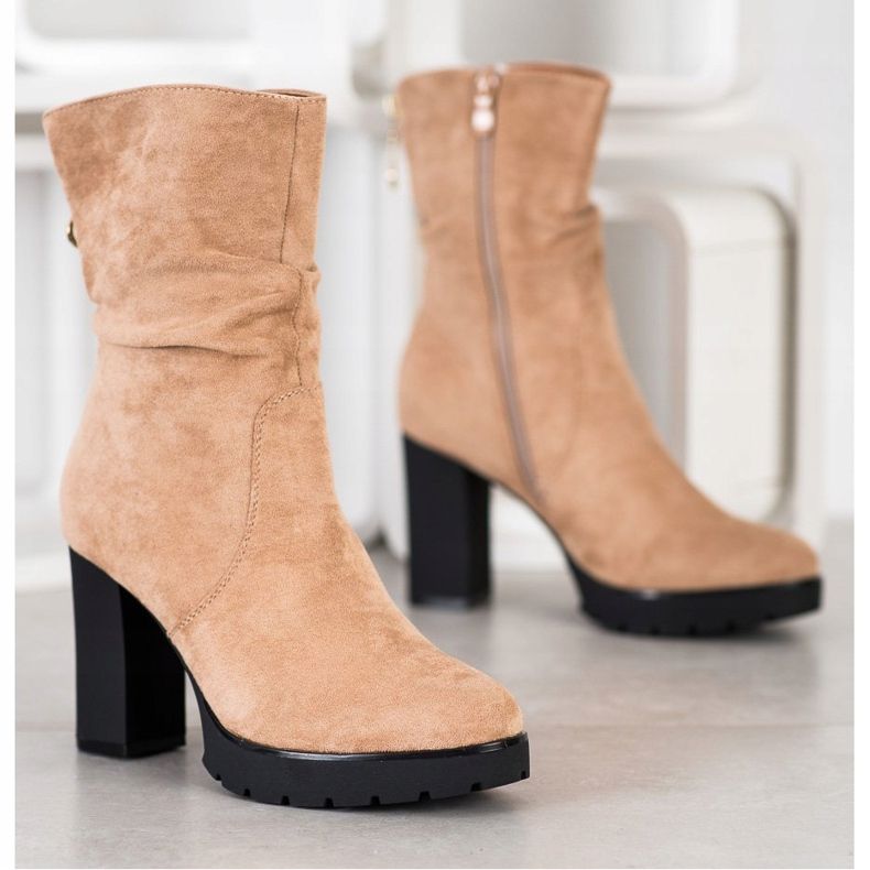 Bella Paris Visoke čizme na platformi bež 2