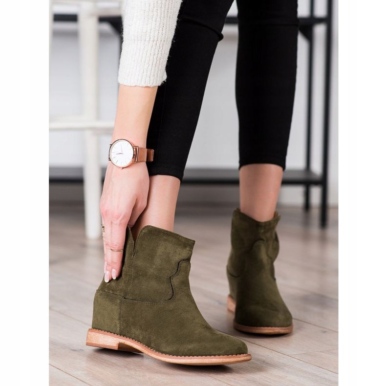 Bella Paris Tople kaubojske čizme od antilopa zelena 1