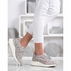 Goodin Elegantne kožne tenisice bež smeđa zlatna 1