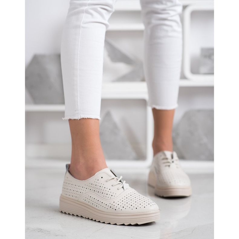 Goodin Ažurna kožna obuća bež 2