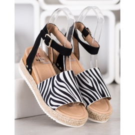 Kylie Sandale na klin Zebra Print bijela crna 1