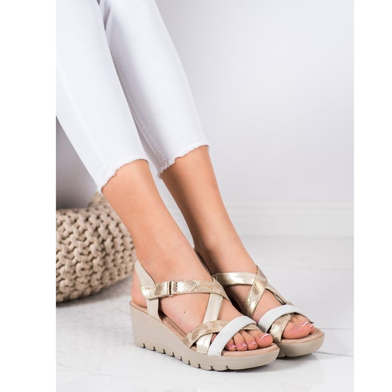 Kylie Lagane sandale s čičak trakom smeđa raznobojna 1