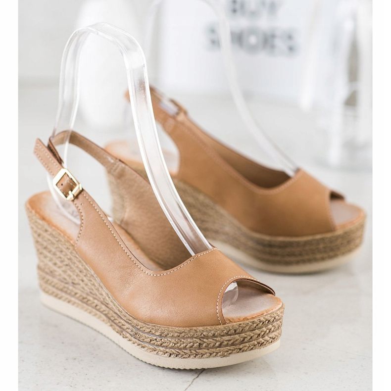 Sabatina Lagane sandale na klin smeđa 1