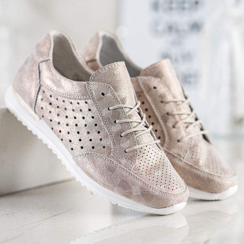 Kylie Ažurne kožne cipele smeđa zlatna 1